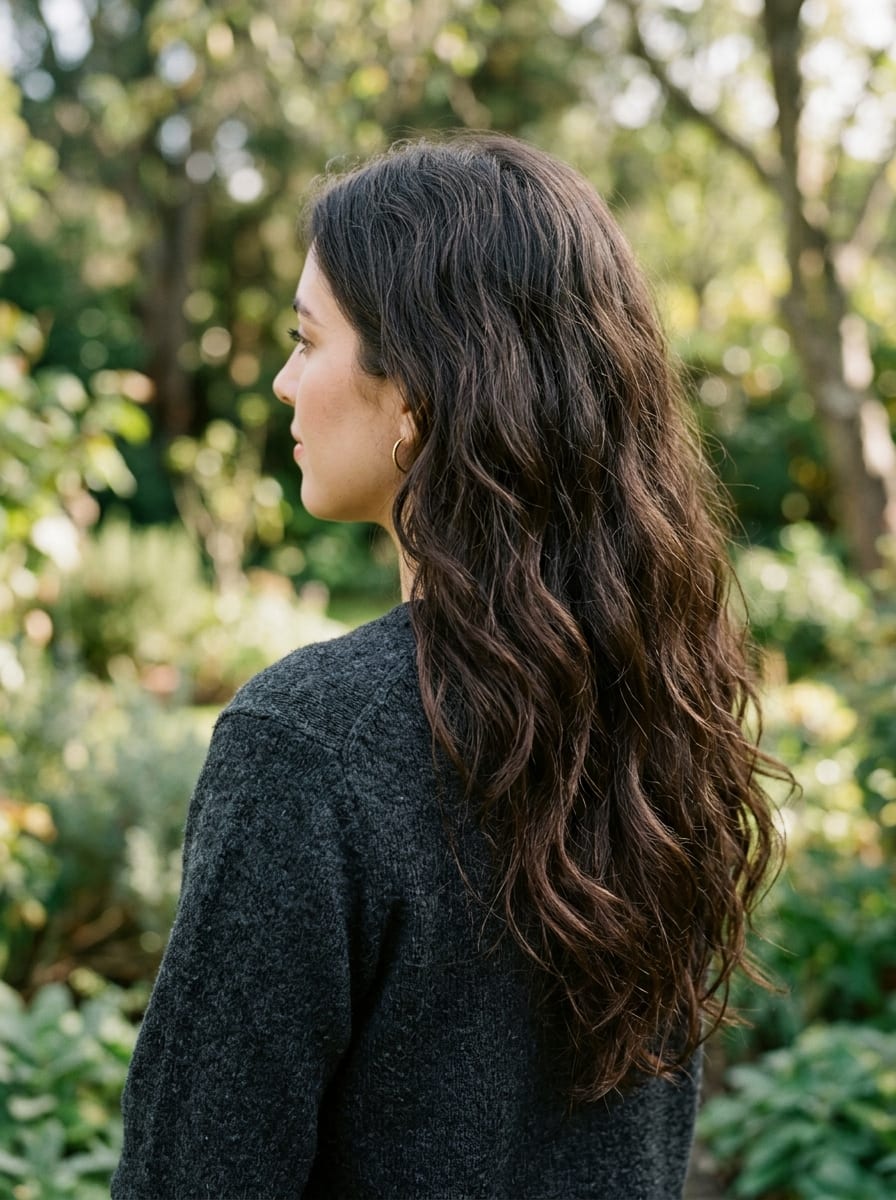 Lange wellige Haare mit langen Stufen - Frisur für wellige Haare